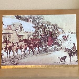 4 Christmas Cards LUXURY Victorian Scene PARCHMENT Gilt Edges Vintage 1960’s